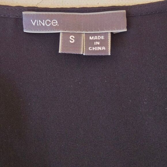 Vince Womens Black V Neck Off Shoulder Silk Blouse Size Small - Picture 3 of 9
